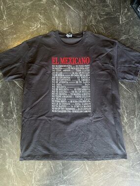 Black Tee with Red and White "EL MEXICANO" Front Graphic